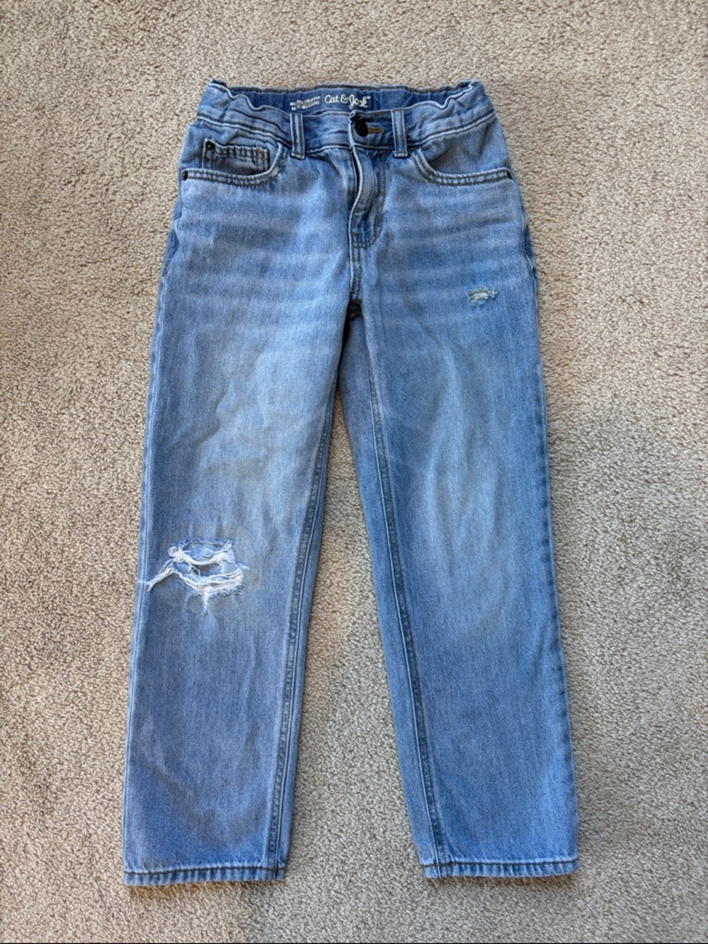 Cat & Jack Light Blue Straight Leg Distressed Jeans